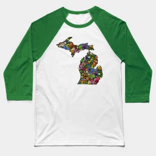 Michigan Map Baseball T-Shirt